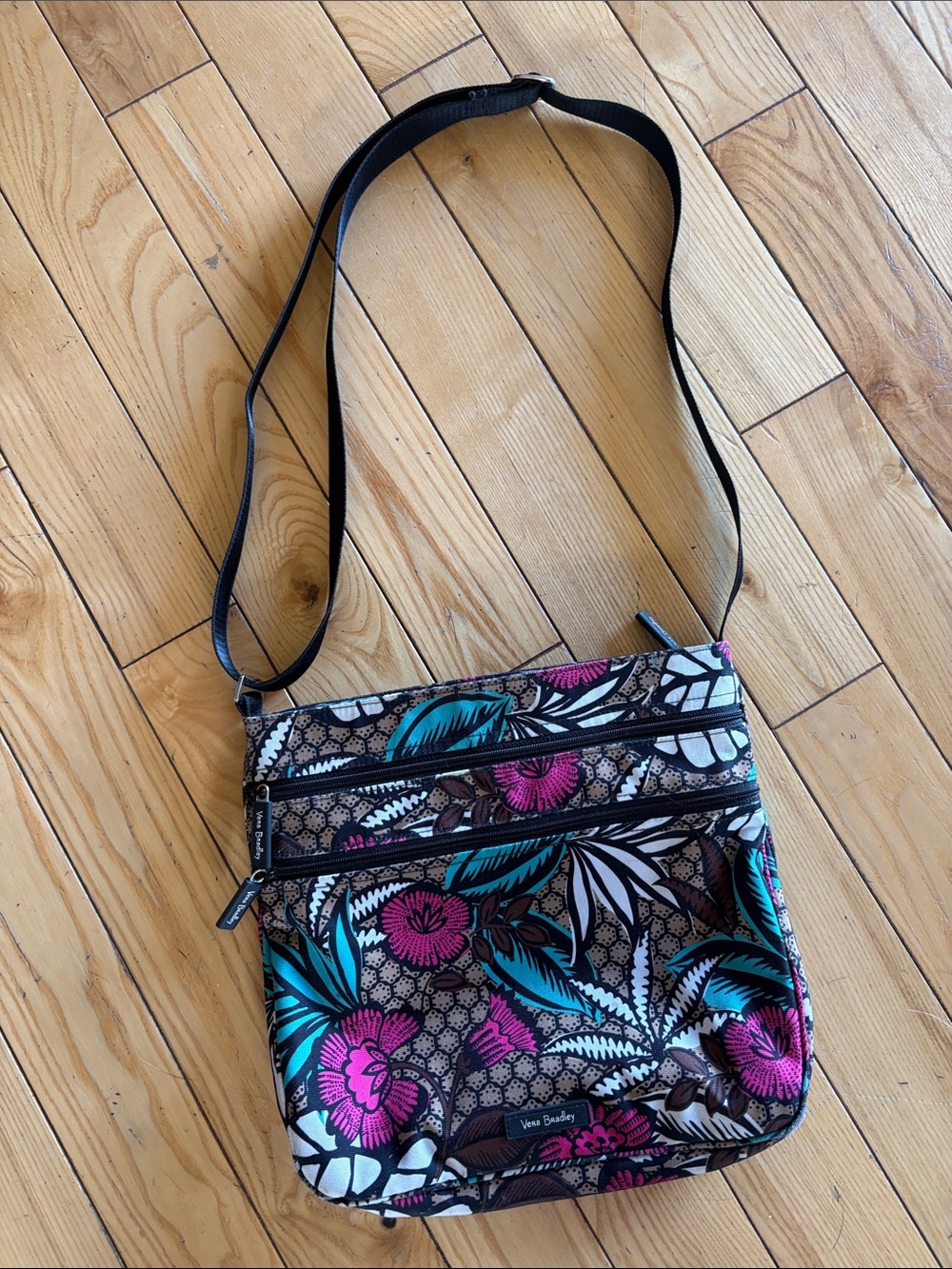 Vera Bradley Teal, Pink & Black Floral Crossbody